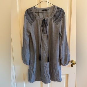 Woven, embroidered blue dress